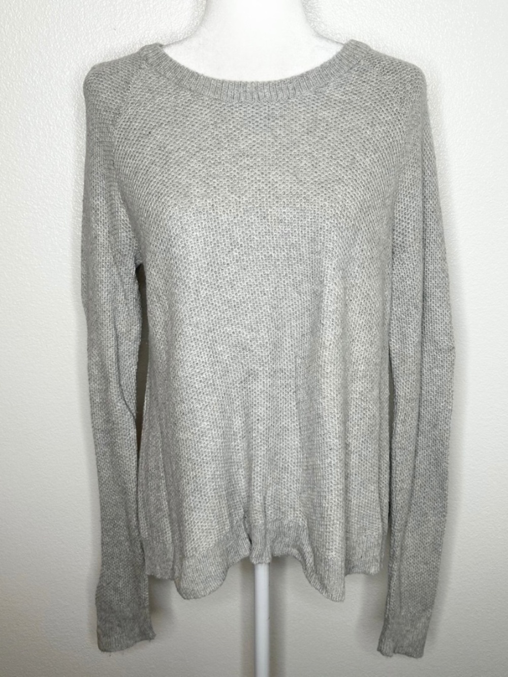 Madewell Womens Gray Textured Split Back Crewneck Sweater Size M